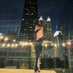 Superdown Margo Open Back Gown in Black Size XS